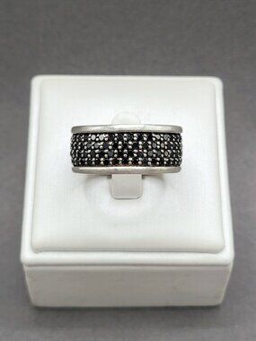 David Yurman Streamline Four Row Ring w/ Pavé Black Diamonds - Size 10 - RARE